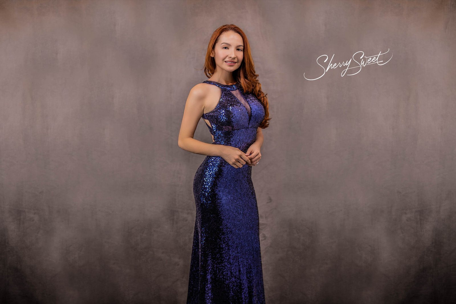 Long Blue Sequins Dress